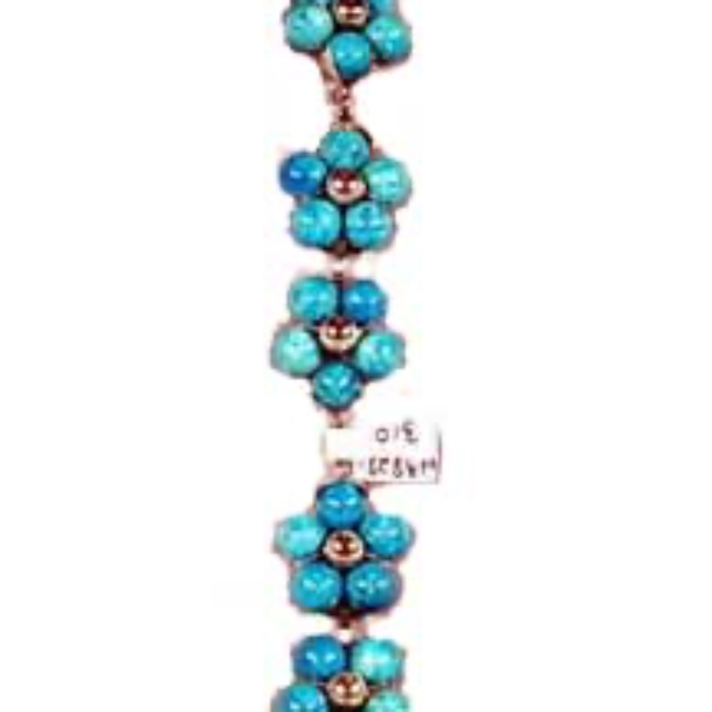 AGATE GEMSTONE FLOWERS BRACELET, TURQUOISE COLOUR, 7 INCHES, REAL AGATE, HANDMAD